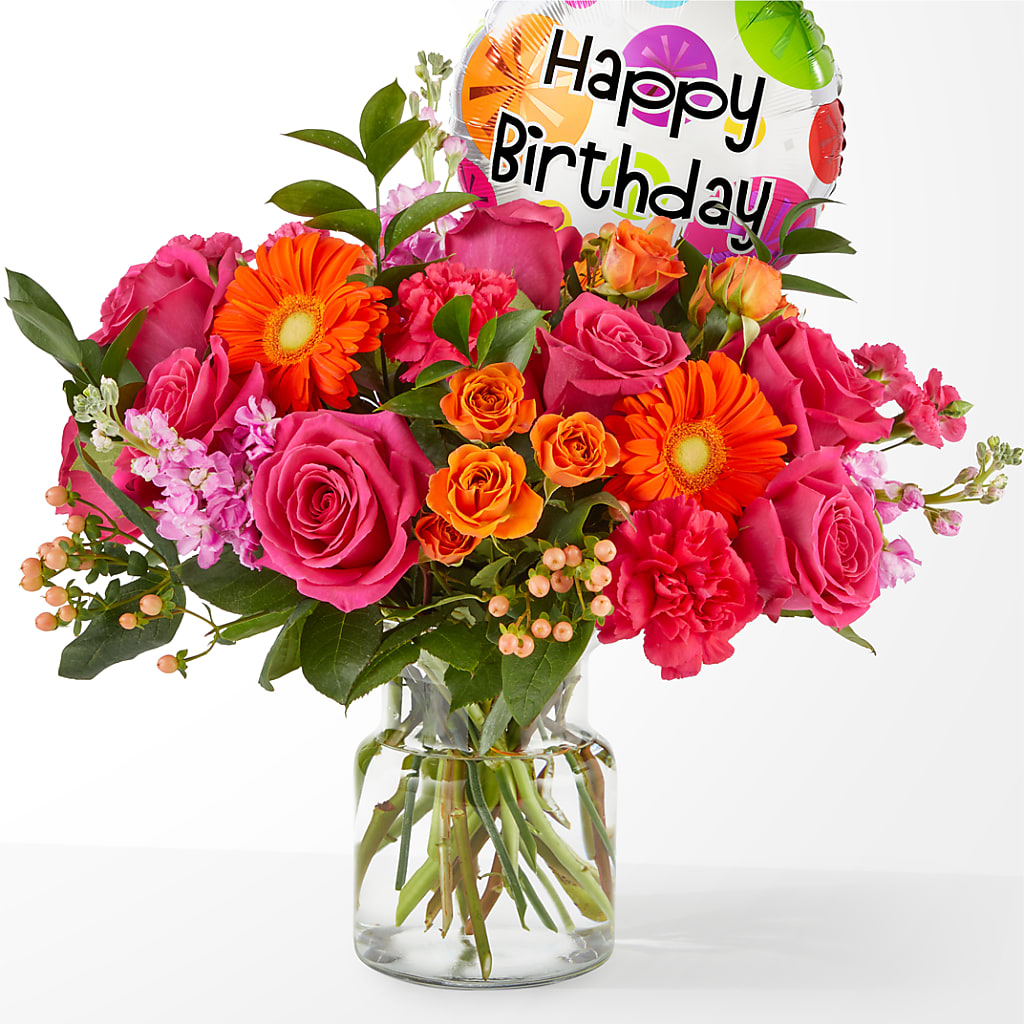 Fiesta Bouquet with Birthday Balloon – Everything Nice By Colene, Stilwell OK