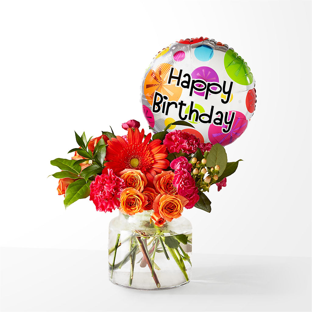 Fiesta Bouquet with Birthday Balloon – Everything Nice By Colene, Stilwell OK