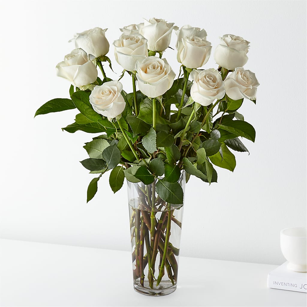 Long Stem White Rose Bouquet – Everything Nice By Colene, Stilwell OK