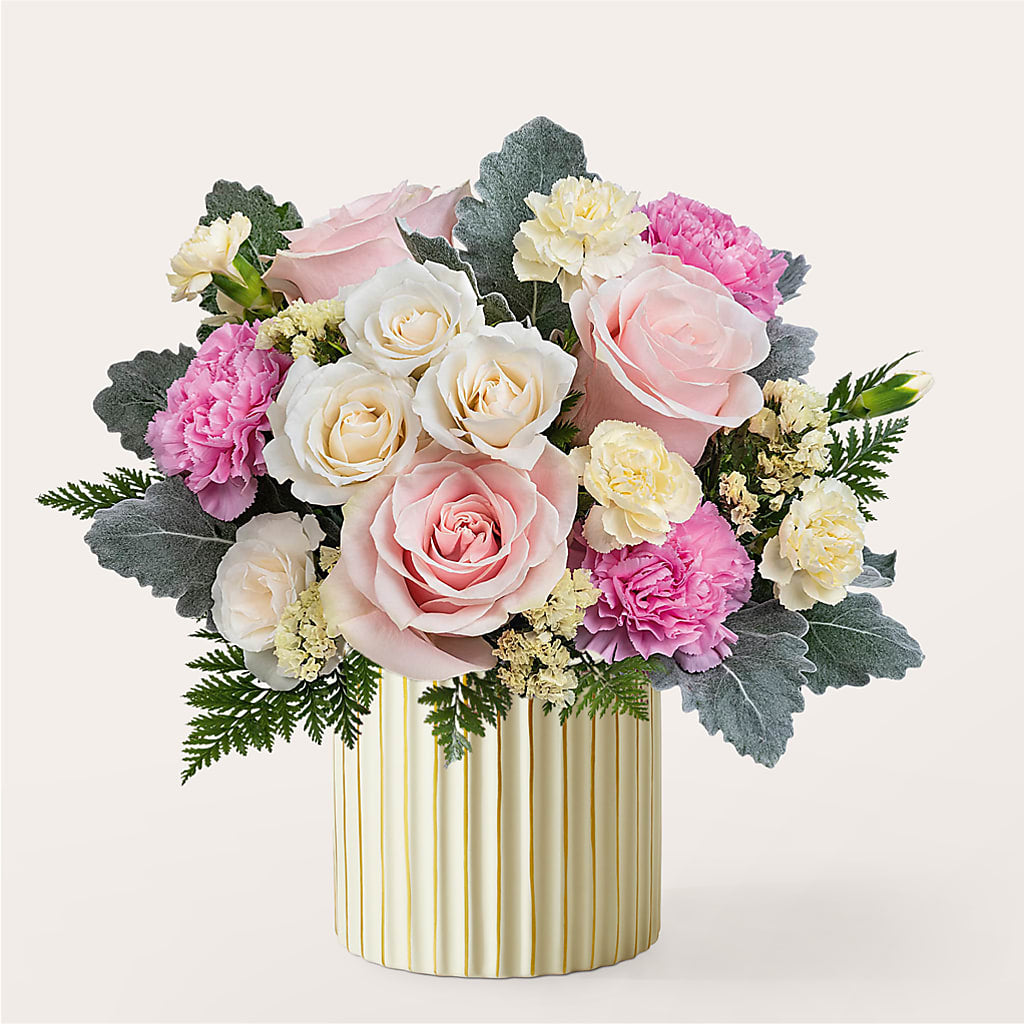Blissful Moments Bouquet with Ivory Vase – Everything Nice By Colene, Stilwell OK