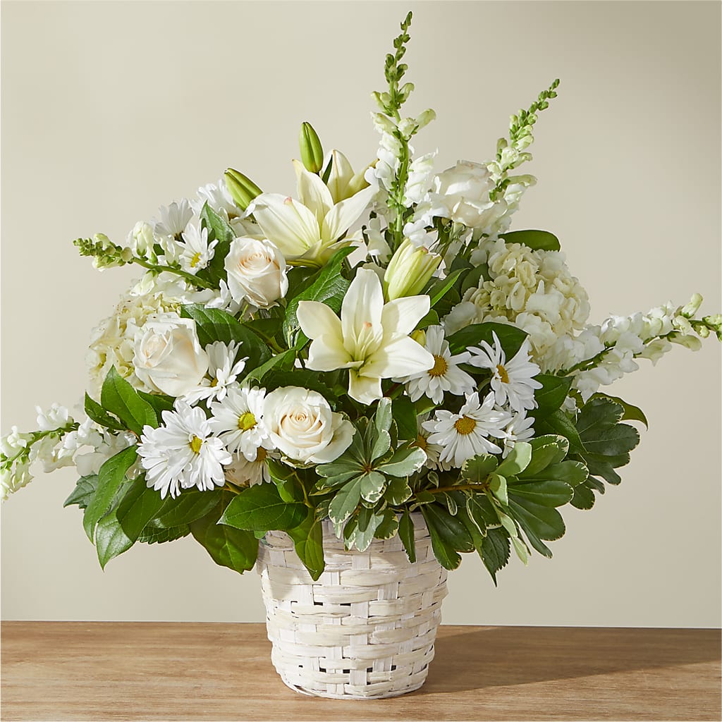 Ivory Elegance Floral Basket – Everything Nice By Colene, Stilwell OK