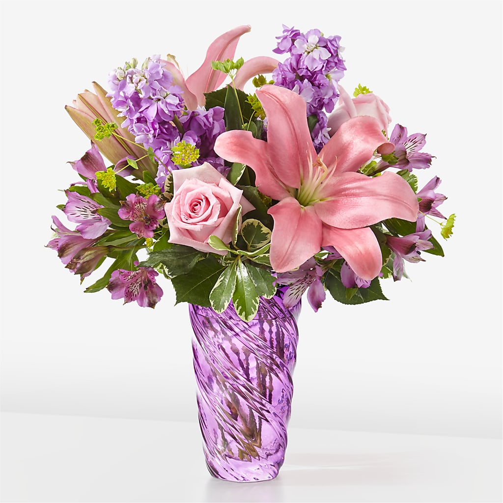 Precious Petals Bouquet with Luxe Swirl Vase – Everything Nice By Colene, Stilwell OK