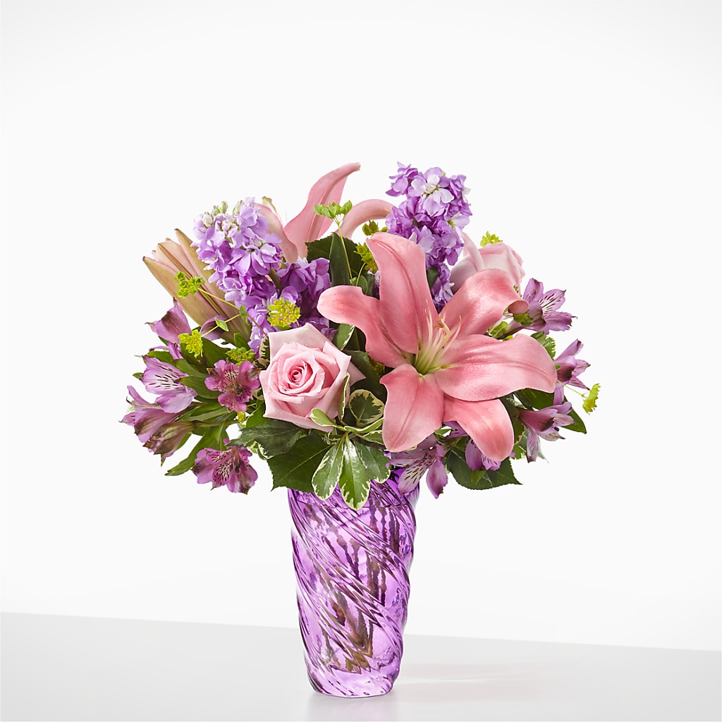 Precious Petals Bouquet with Luxe Swirl Vase – Everything Nice By Colene, Stilwell OK