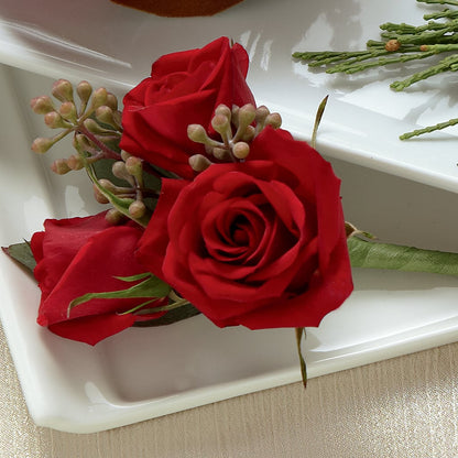 Red Spray Rose Boutonniere –  Everything Nice By Colene, Stilwell OK