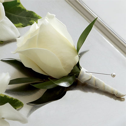 White Rose Boutonniere –  Everything Nice By Colene, Stilwell OK